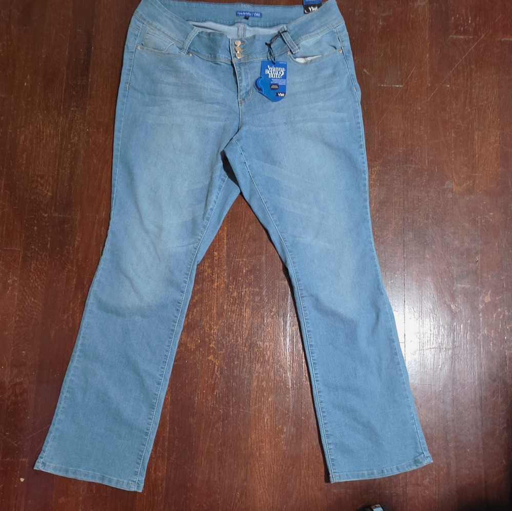 YMI Women’s Blue Denim Jeans Straight Style Plus Size 20 5-Pocket Button